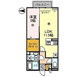JR紀勢本線 宮前駅 徒歩32分の賃貸アパート 2階1LDKの間取り