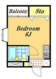 ソレイユ　ルヴァンII 3階ワンルームの間取り