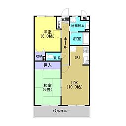 ＮＡＫＡＭＡ　Ｂ．Ｌ．ＤＩＩ 1階2LDKの間取り