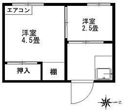 利花荘 1SKの間取図画像