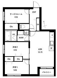 JR総武線 西荻窪駅 徒歩13分の賃貸マンション 3階2SLDKの間取り
