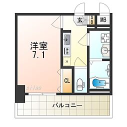 JR大阪環状線 弁天町駅 徒歩5分の賃貸マンション 4階1Kの間取り
