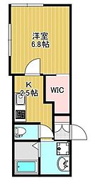 テルメゾン 2階1Kの間取り
