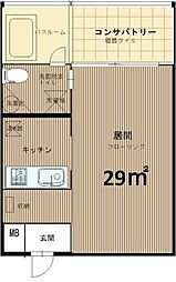 Gardens Flat 3階1Kの間取り
