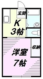 JR中央線 八王子駅 バス15分 宇津木下車 徒歩9分の賃貸アパート 2階1Kの間取り