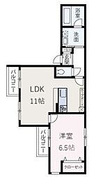 サン・コーラル 1LDKの間取図画像