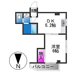 エトワールヴィル-R大今里 1DKの間取図画像