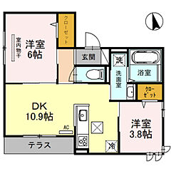 コンフォール甲子園口 2LDKの間取図画像
