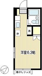 ハイムＳＨＩＲＡＩ 2階ワンルームの間取り