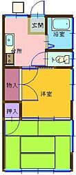 コーポ三ッ池I 1階2Kの間取り