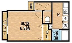 メゾン・ド・ユートピア八幡町 1Kの間取図画像