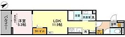 越谷市中町アパート 1LDKの間取図画像