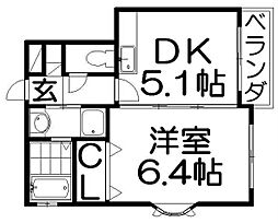 ピコット5 1DKの間取図画像