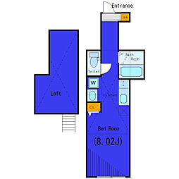 東急池上線 千鳥町駅 徒歩2分の賃貸アパート 1階ワンルームの間取り