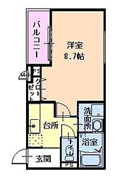フジパレス塚口2番館 1Kの間取図画像