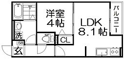 プライムキューブ 1LDKの間取図画像