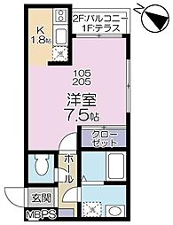 アーバン荻窪 1Kの間取図画像