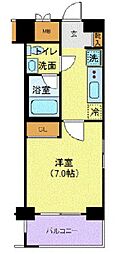 JR中央線 立川駅 徒歩9分の賃貸マンション 7階1Kの間取り