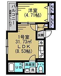 コンフォーティア八潮 1LDKの間取図画像