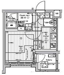 PREMIUM CUBE 新宿中井 3階ワンルームの間取り