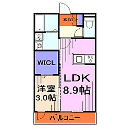 メゾンドソレイユE 1LDKの間取図画像