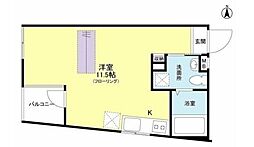 オットキューブ 2階ワンルームの間取り