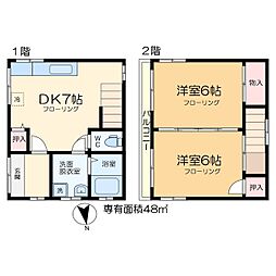 大島4丁目貸家 2階2DKの間取り