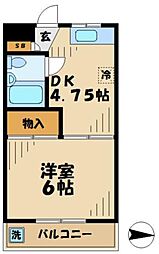 パレス珈房豆 1階1DKの間取り