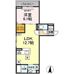 D Paina 登戸III 1LDKの間取図画像