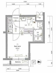JR中央線 高円寺駅 徒歩4分の賃貸マンション 3階1Kの間取り