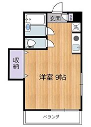 リズ松ヶ丘 2階ワンルームの間取り