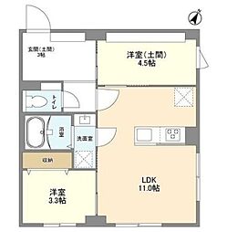 ウェルスクエア目黒 2LDKの間取図画像