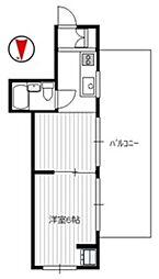 ウェルフラット岸田 1DKの間取図画像