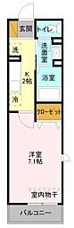 フルール 3階1Kの間取り