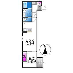 松原市高見の里2丁目アパート 1LDKの間取図画像