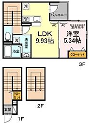 エクセリア大崎 3階1LDKの間取り