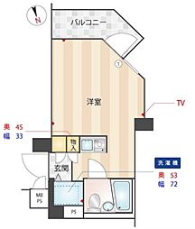 ワコーレ花小金井 6階ワンルームの間取り