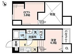 Laflore ワンルームの間取図画像