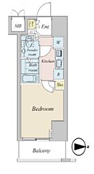 プラウドフラット神楽坂2 1Kの間取図画像