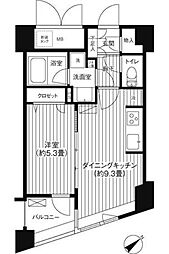 コスモリード新宿余丁町 3階1LDKの間取り