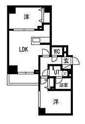 オークランス錦糸町 2LDKの間取図画像