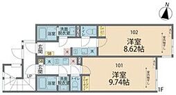 カインドネス相模大野 1階1Kの間取り