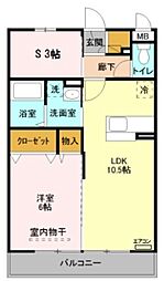 リバーパーク蒲生 C棟 3階1SLDKの間取り