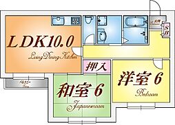 グリーンハイツ妙法寺Ｂ 3階2LDKの間取り