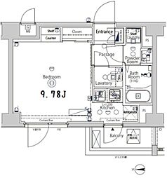 XEBEC大鳥居II 6階ワンルームの間取り