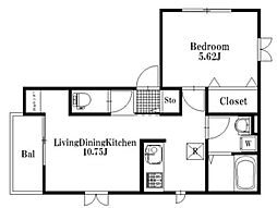 M・プーロニンフェア 3階1LDKの間取り