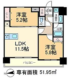 センテニアル王子神谷 7階2LDKの間取り