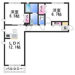 南海和歌山港線 和歌山港駅 3.6kmの賃貸アパート 2階2LDKの間取り