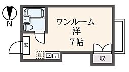 クレセント上北沢 2階ワンルームの間取り