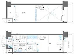 ZOOM芝浦 1Kの間取図画像